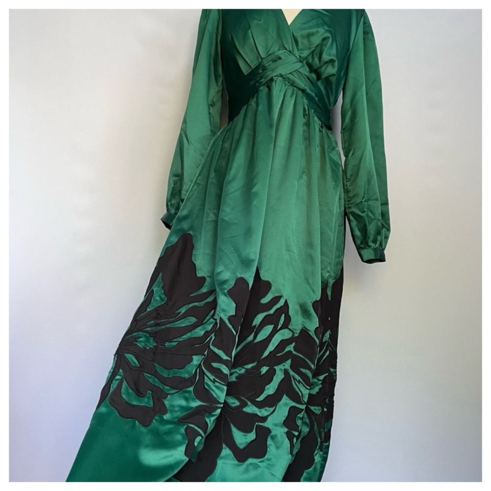 NWT Ssle Anthropologie Nikasha Emerald Green Embroidered Appliqué Maxi Dress - Picture 7 of 14